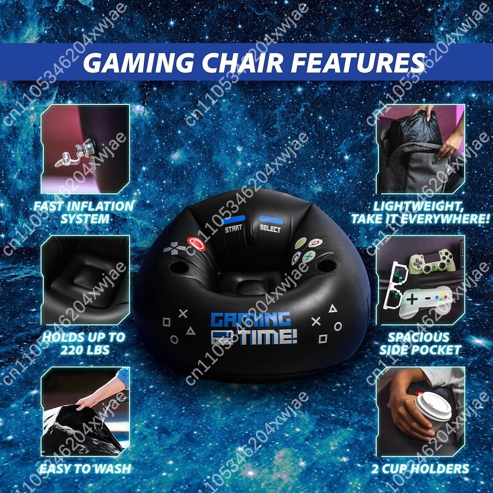 Home Office Sofa - Cadeira Inflável para Jogos com Porta-Copos