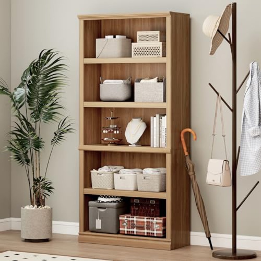 Home Office And Library - Estante de Livros de Carvalho Branco