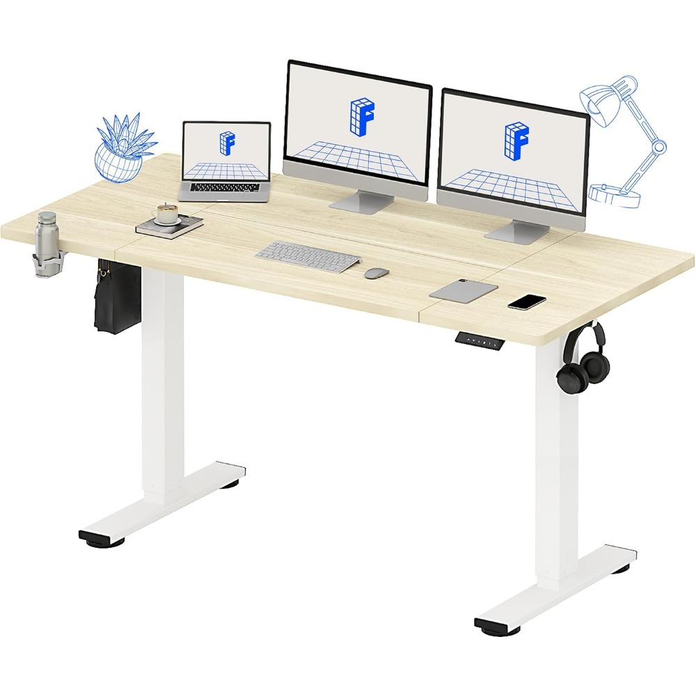 Home Office Trabalho - Mesa Elétrica Ajustável FLEXISPOT 63x32 Polegadas,