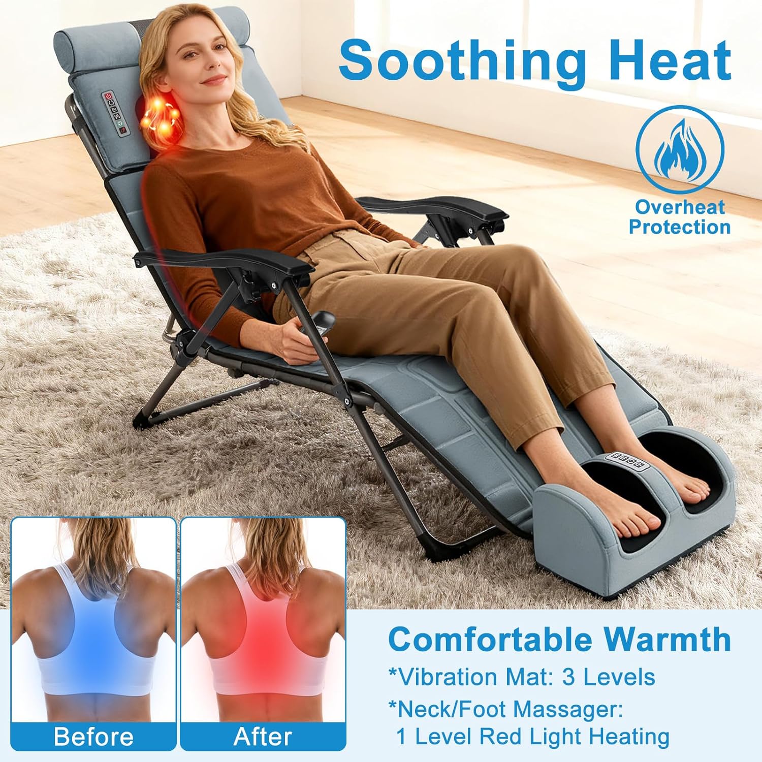 Home Office Sofa - Tapete de Massagem Multifuncional com Aquecimento