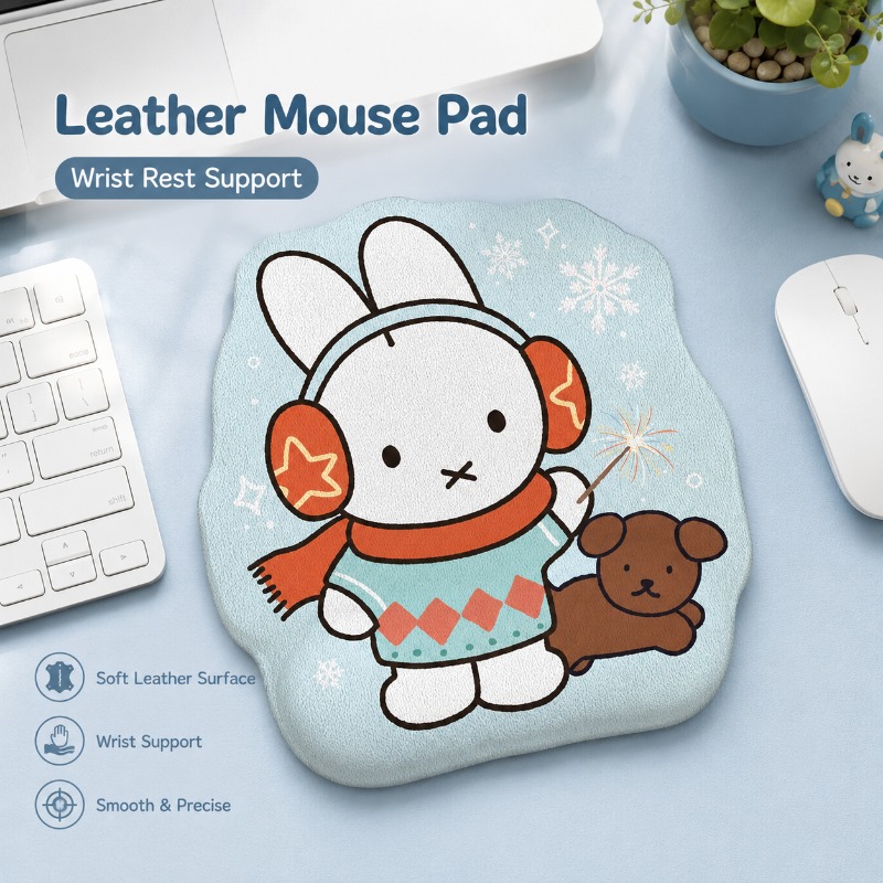 Wrist Rest Pad - Mouse Pad de Couro Anime Miffy