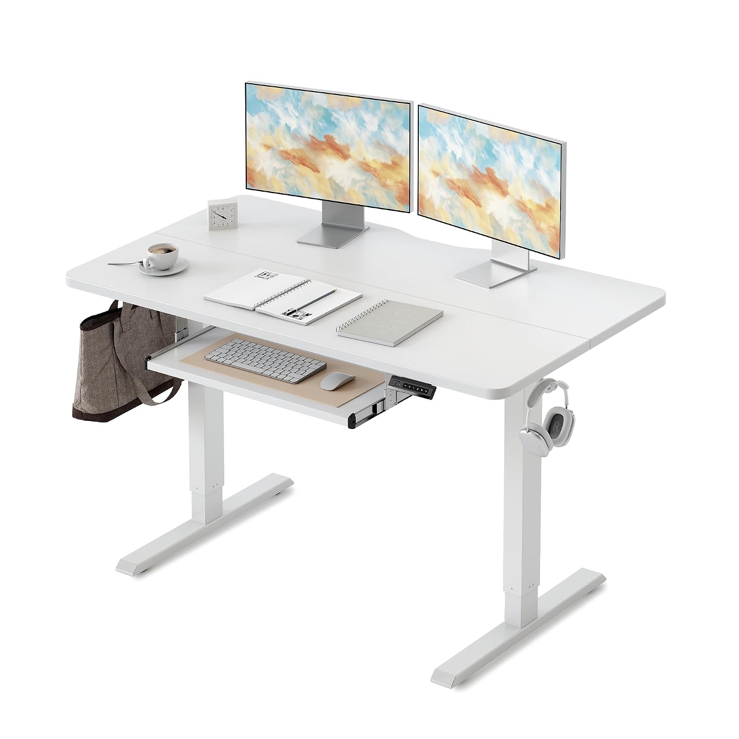 Home Office Trabalho - Mesa Elétrica Ajustável com Bandeja para