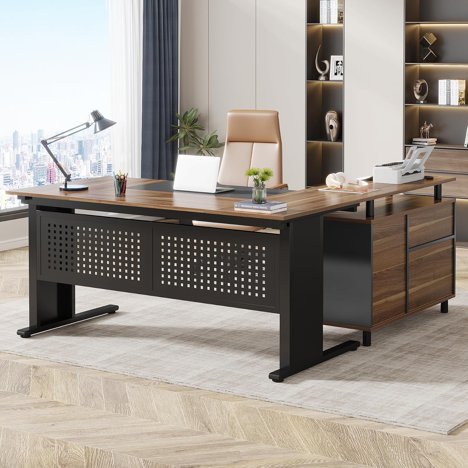Home Office Trabalho - Mesa Executiva em L de 63