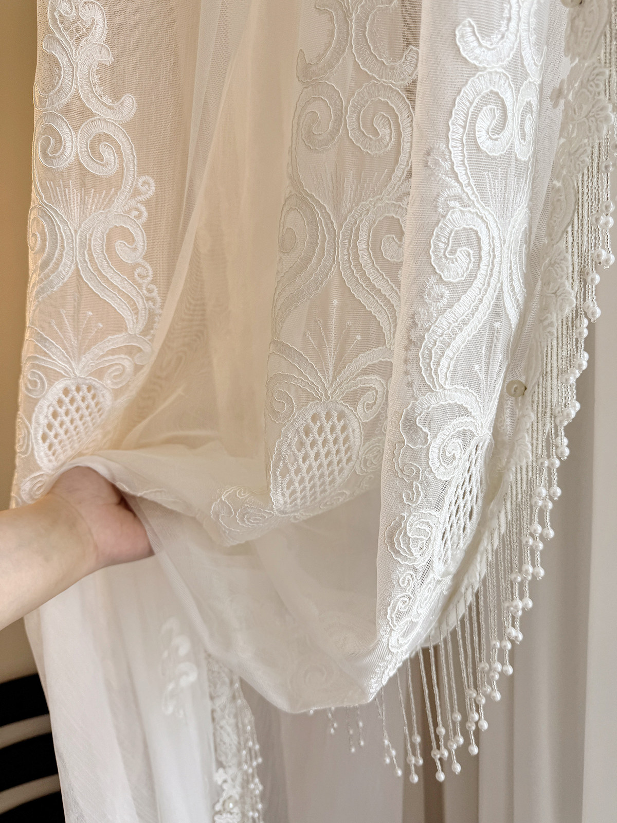 Home Office Buy - Cortinas Transparentes de Luxo com Bordado