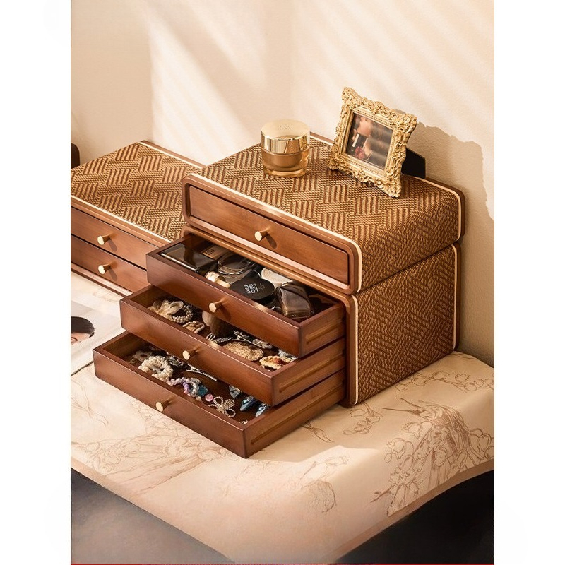 Desktop Organizer Bamboo - Caixa Organizadora de Mesa Vintage, Prateleira