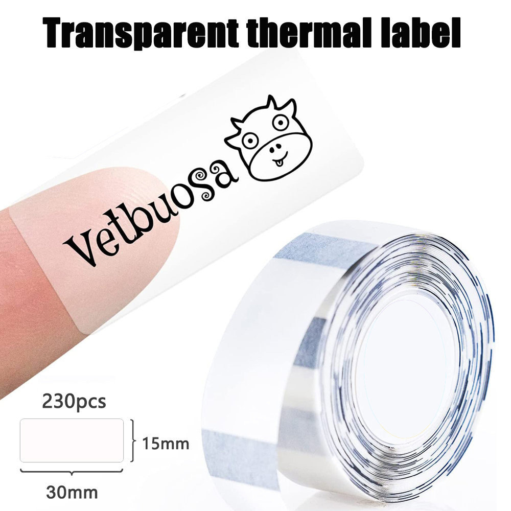 Label Maker Machine - Papel Adesivo Transparente P15 15*30mm para