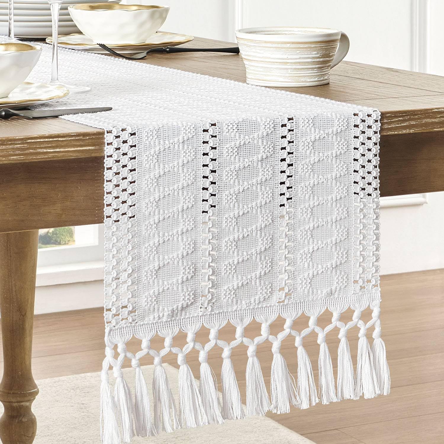 Caminho de Mesa Bege Boho de L - Home Office News avaliação e preço