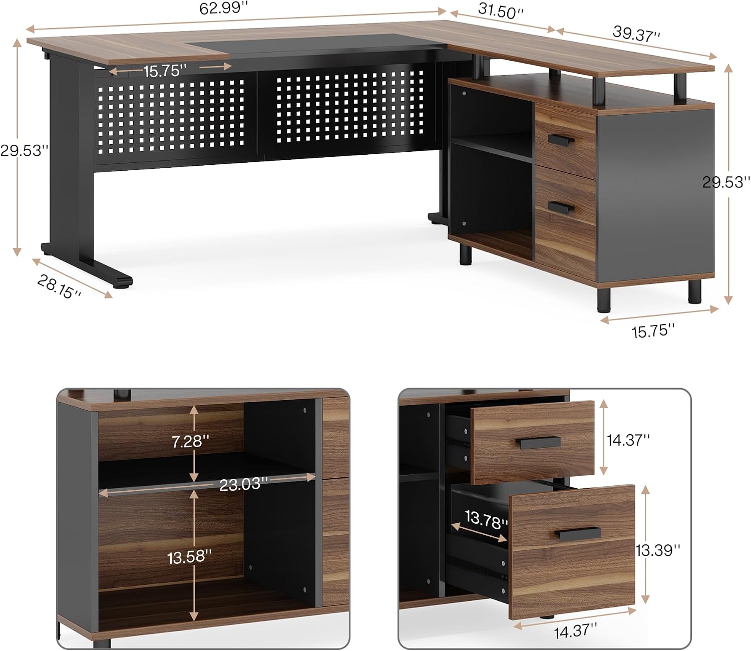 Mesa Executiva em L de 63 Pole - Home Office Trabalho avaliação e preço