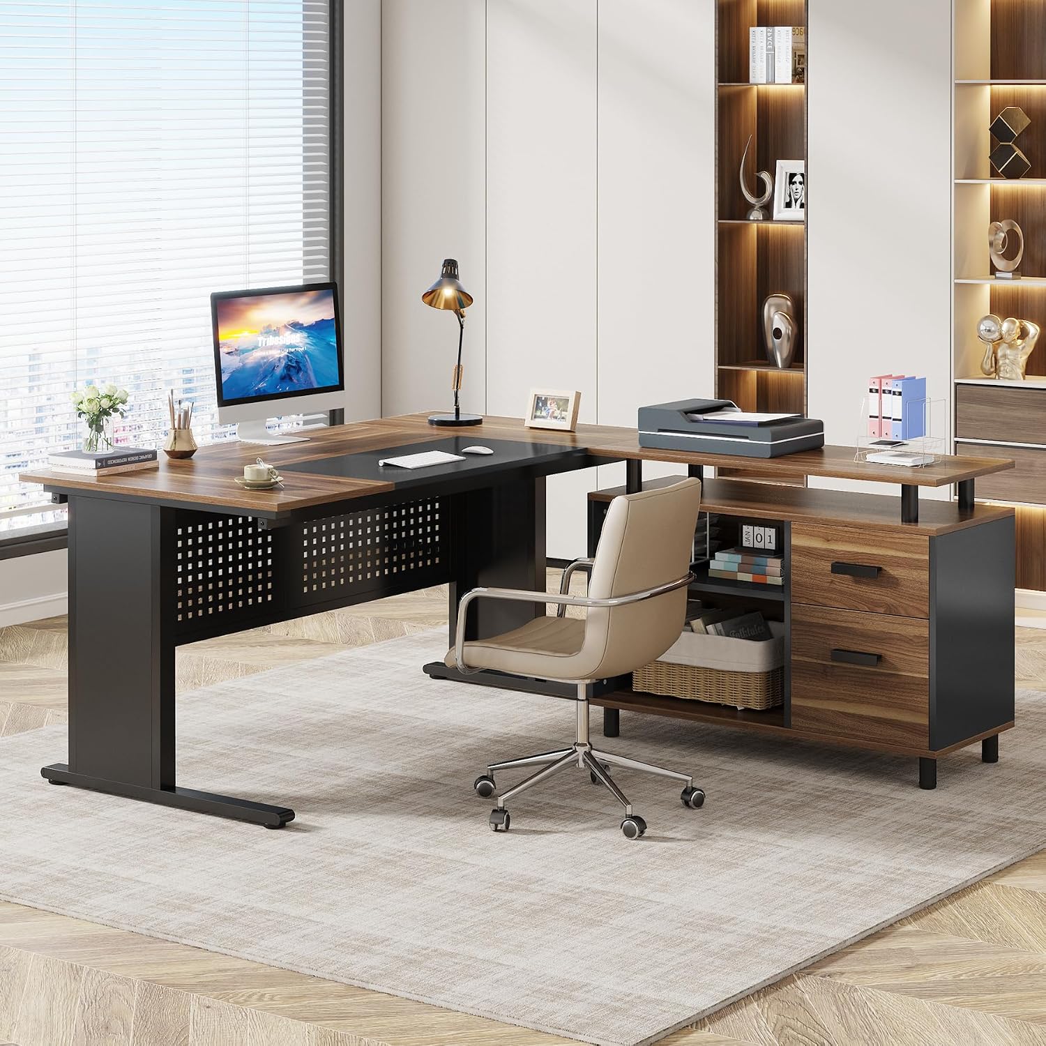 Mesa Executiva em L de 63 Pole - Home Office Trabalho avaliação e preço