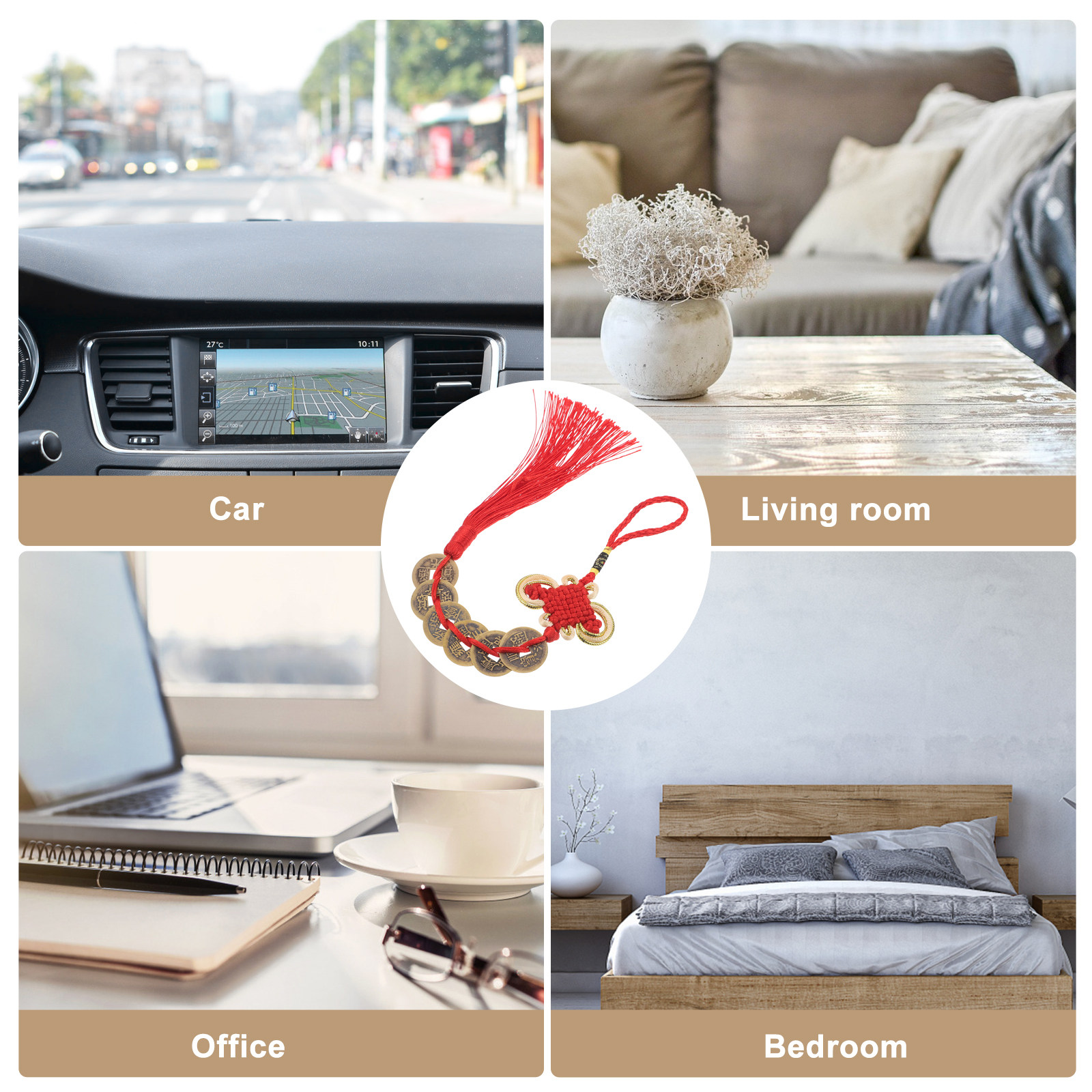 2 Peças de Pingente de Nó Chin - Home Office Feng Shui avaliação e preço