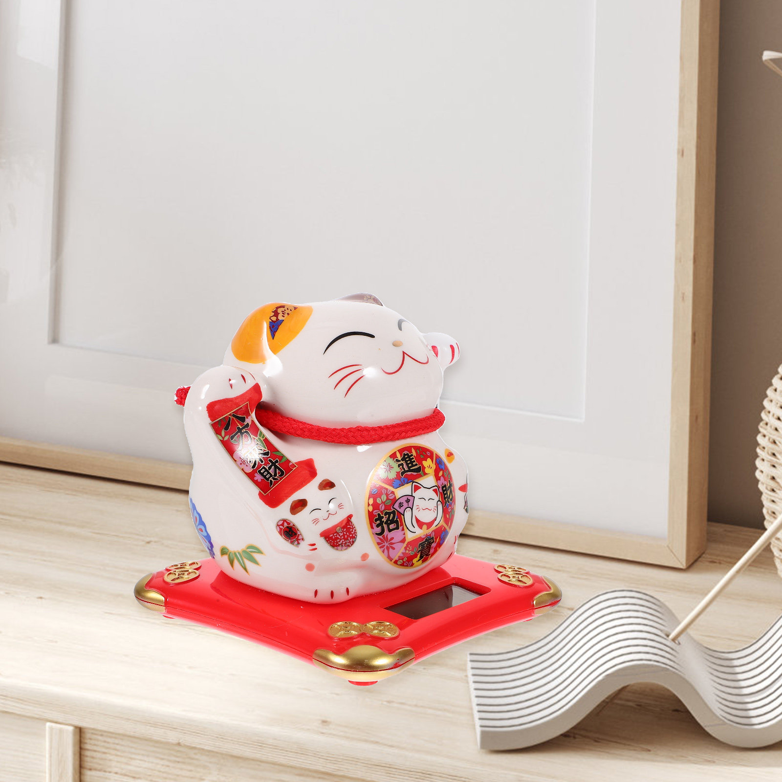 Ornamento de Gato Solar com Br - Home Office Feng Shui avaliação e preço